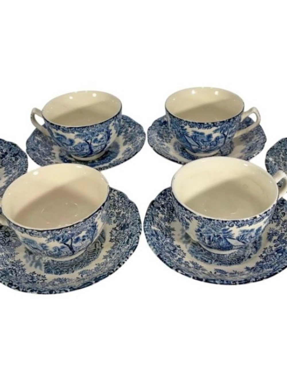 Johnson Brothers Blue and Cream Mill Stream Teacup and Saucer Set